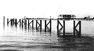 The Dampier Street wharf, also known as 'Shag's Rest', with fish traps on its deck. (Photo: George Blundell)