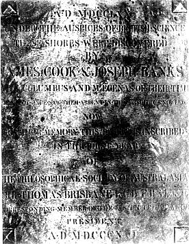 Details of the tablet that the Philosophical Society fixed to the cliffs in 1822.