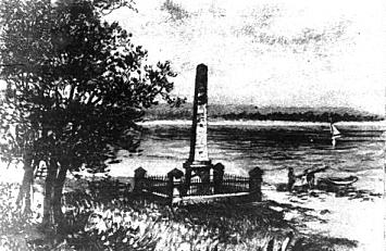 Holt's obelisk with Silver Beach in background, about 1900. Caroline Davis/Weir