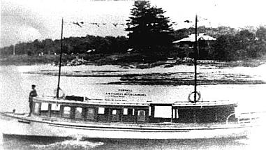 CAM Fisher off Alpha House. This ferry after termination of the service in 1957 went to Victoria for a re-fit and has returned to the Georges River as the Eucumbene a touring function vessel. (Photo: Elsie Popplewell)