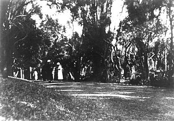 Ladies walking in the park in the 1930s. Cox/Morgan