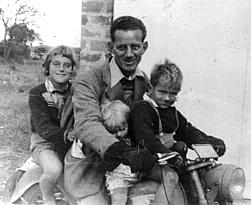 John Weir with his children on the BSA Bantam bike. (Photo: Caroline (Weir) Davis)