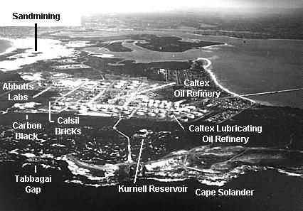 Aerial view of Kurnell showing some of the industry. 