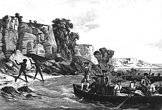 Cook's landing, as sketched in 1872. National Library of Australia